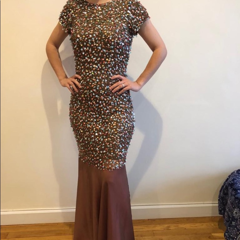 Beaded multi-colored gown